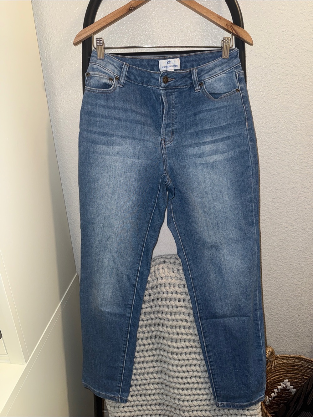Southern Tide women's blue jeans.